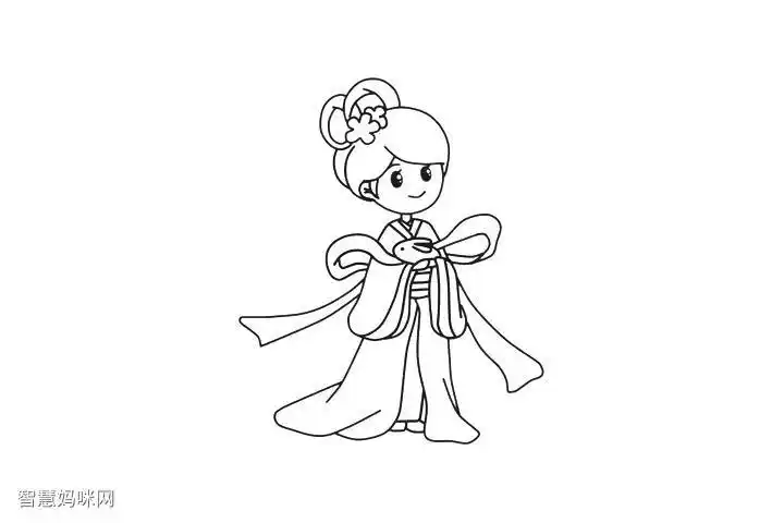 古代仙女飘带简笔画