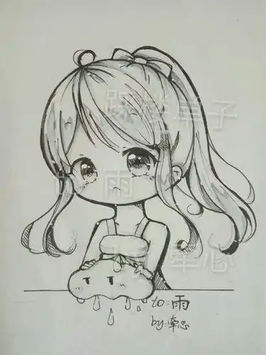 形象教程 q版杨颖简笔画 q版卡通美少女简笔画图片动漫人物萌少女简笔