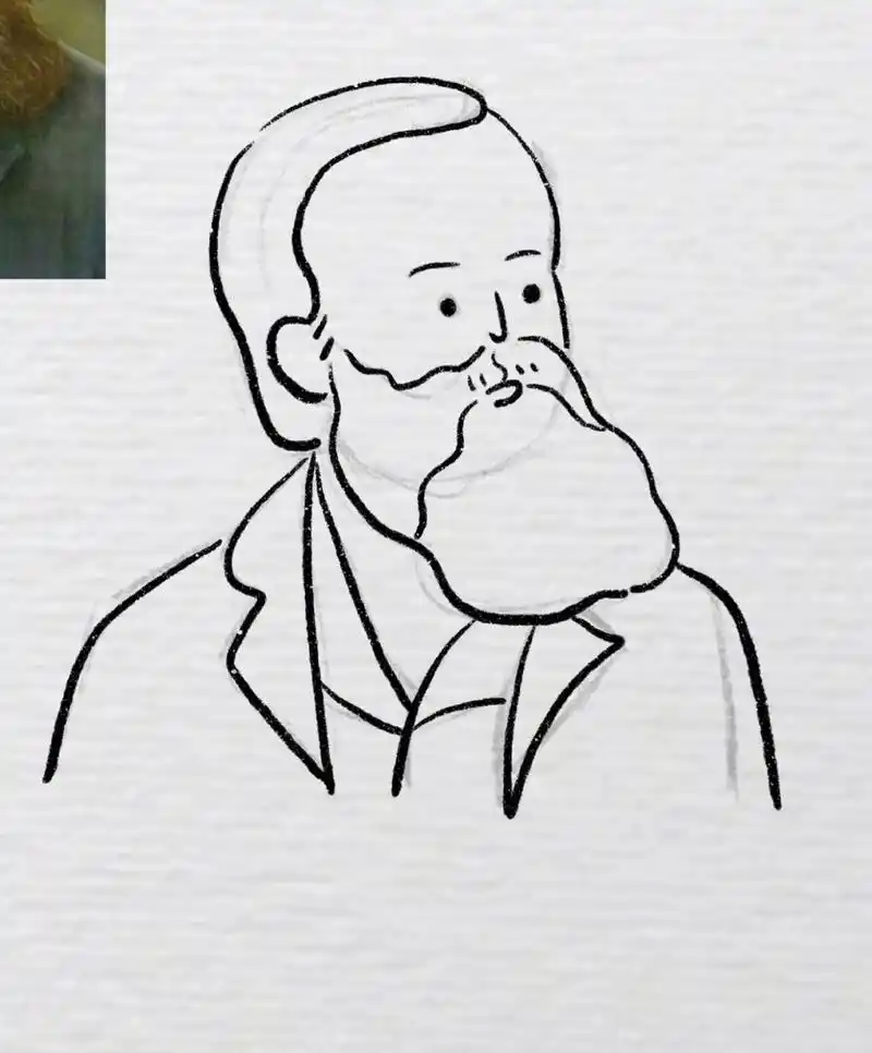 100个原创黑白人物头像day45 恩格斯 恩格斯这个额头好好画啊.