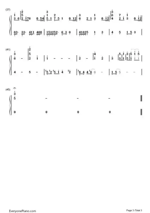 end theme-秒速5厘米插曲双手简谱预览3