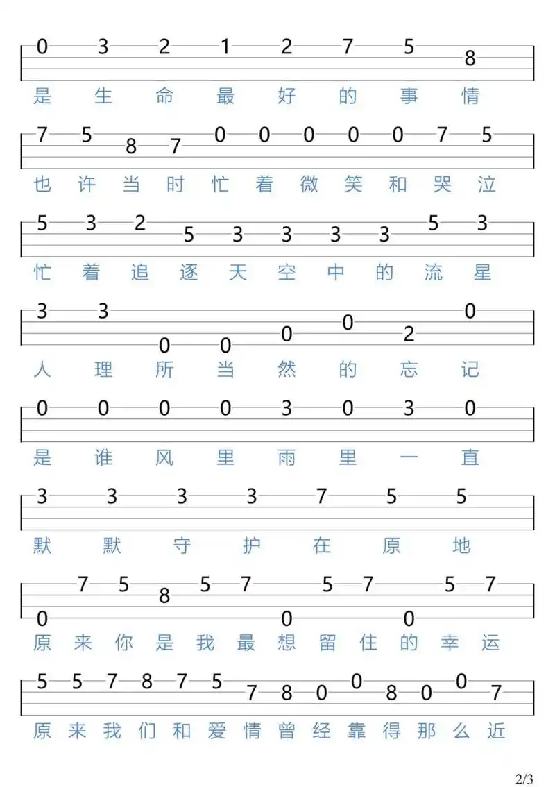 《小幸运》/尤克里里新手指弹谱 "学生时代的爱情能走到最后吗"