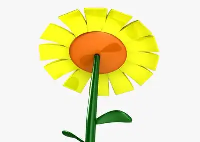 卡通q版向日葵 卡通花 塑料向日葵 卡通_双晴作品_石头植物花卉_cg模