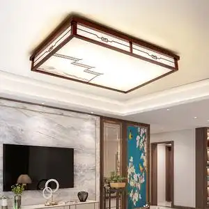 实木新中式吸顶灯 led简约中国风客厅卧室书房阳台仿古灯具长方形