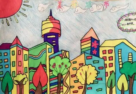 城市简笔画彩色 城市简笔画彩色卡通