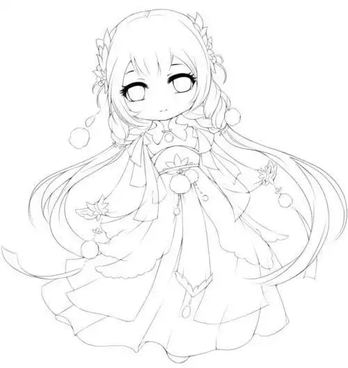 q版简笔画古风少女(简笔画图片大全) -【爱个性】