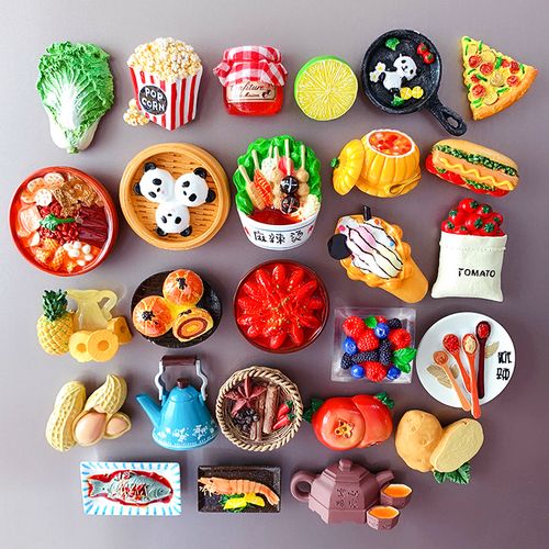 可爱食物小吃蛋黄酥小龙虾果酱披萨蔬菜家居饰品冰箱装饰冰箱贴