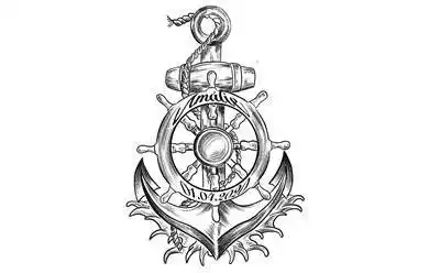 59张高清船锚纹身手稿图片