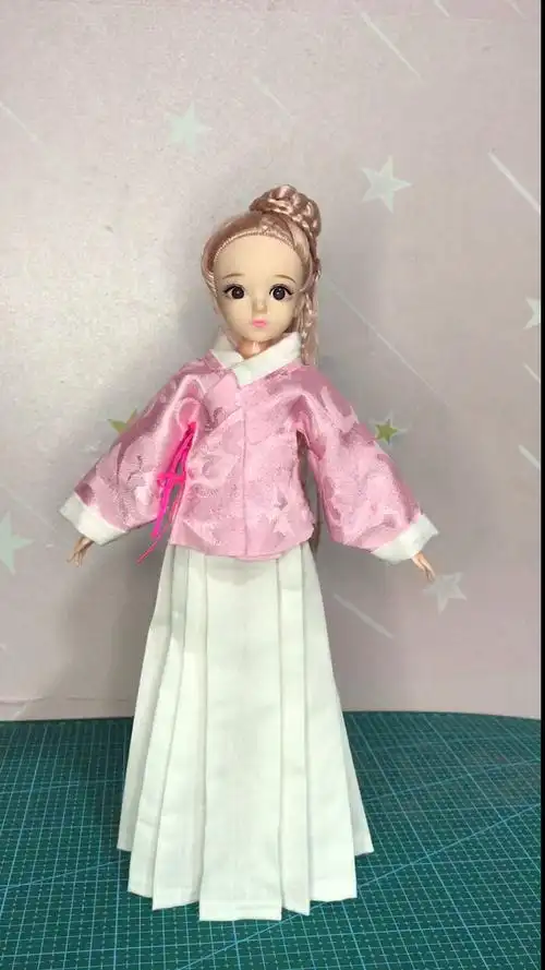 手工制作#古法裁剪给芭比娃娃做明制汉服!