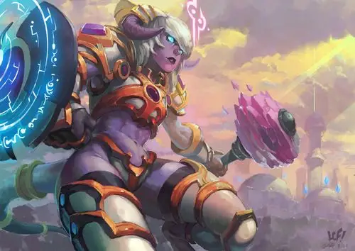 魔兽世界玩家画作欣赏:德莱尼女骑士_17173魔兽世界专区_17173.com中