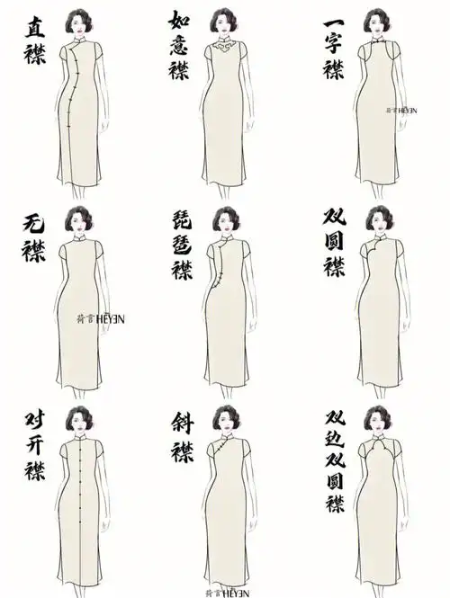 各种旗袍襟型的设计类型