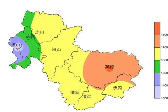 年清远市各地日照时数