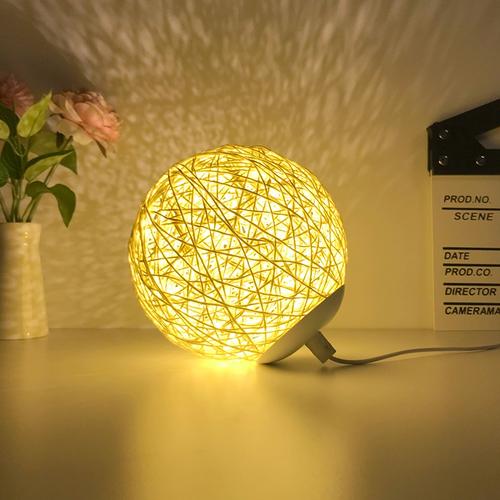 usb小夜灯台灯少女创意梦幻ins浪漫藤球灯饰插电卧室床头开关家用