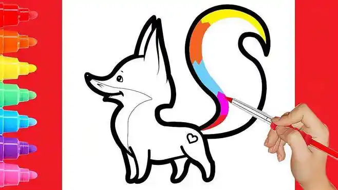 昂首挺胸的狐狸简笔画,尾巴被老师给画的太出鞘了,你喜欢吗?