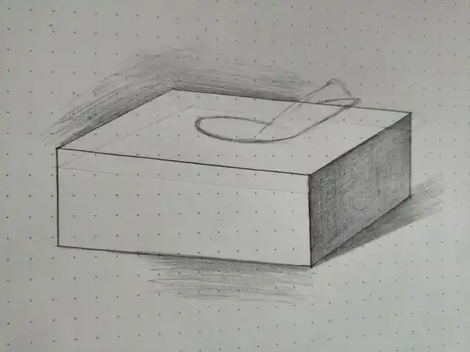 几何长方体抽纸盒素描