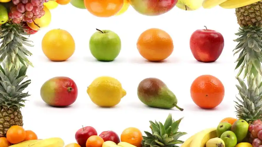 多种水果,苹果,橘子,香蕉,梨,柠檬,菠萝 4k