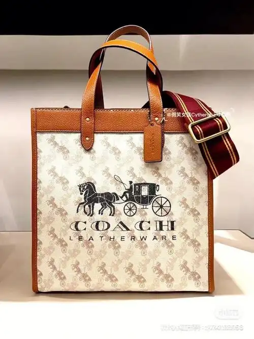 coach马车托特包73大地中性色满版图案让