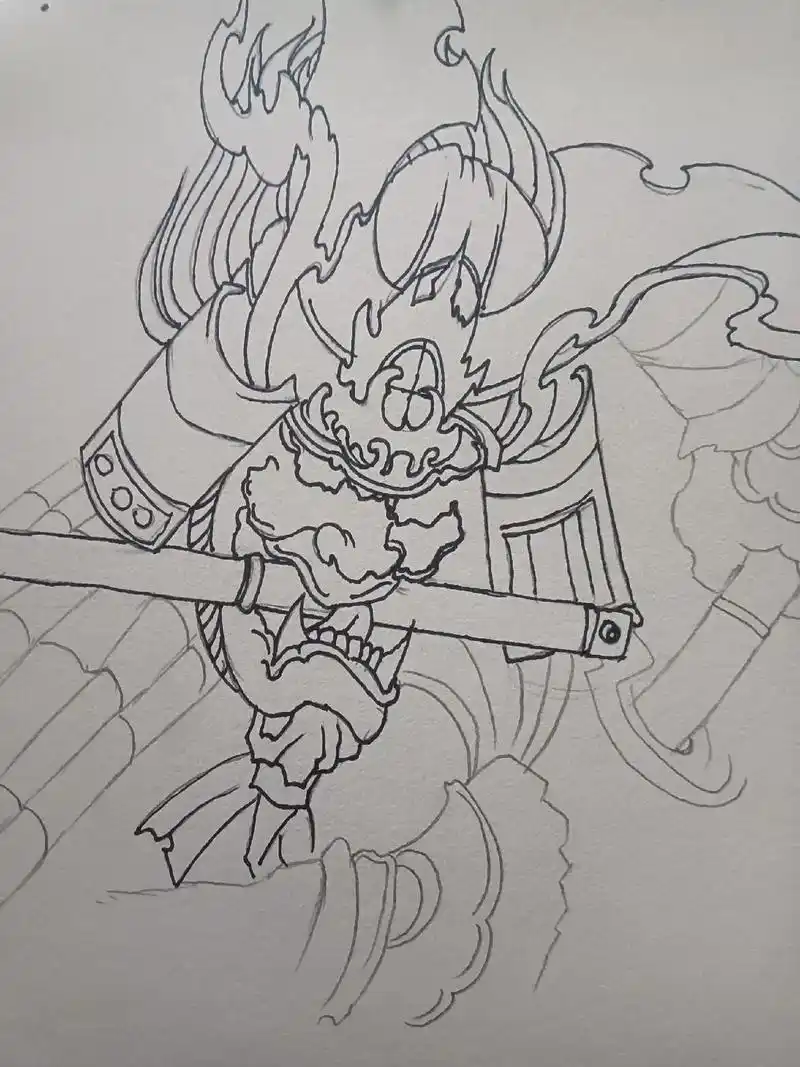 日常绘画分享#鬼武士 - 抖音