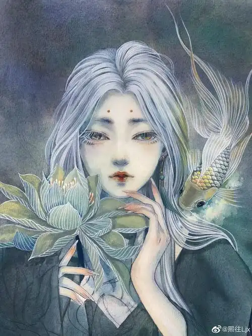 古风水彩插画人物,作者:熙往ljx