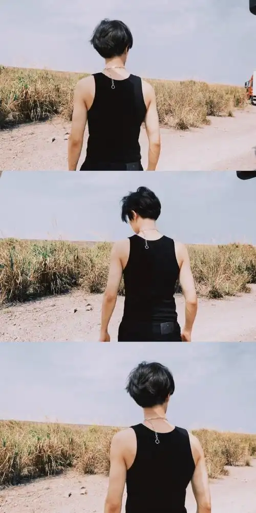 任嘉伦黑色背心背影