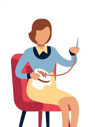 在家做针线活的女人.