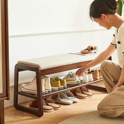 柜玄关鞋凳家用入户穿鞋架进门口可坐长条凳凳软包凳子鞋实木换鞋