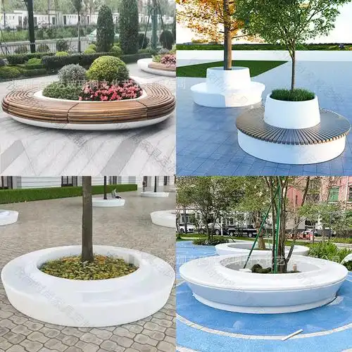 玻璃钢树池户外商场园林坐凳简约现代景观休闲椅广场酒店长条座椅