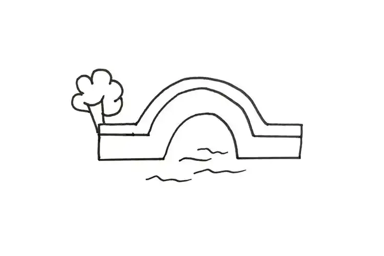 拱桥风景简笔画画法步骤