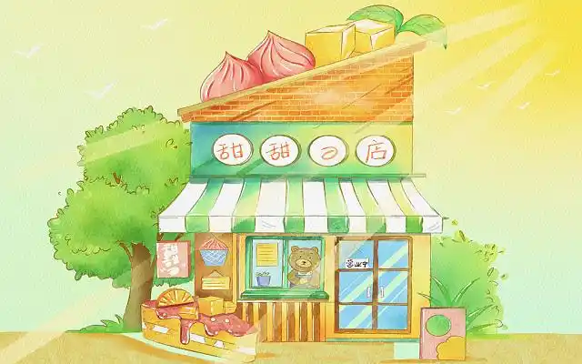 甜品屋 糖果屋 甜品 水果蛋糕 千层蛋糕甜品店插画