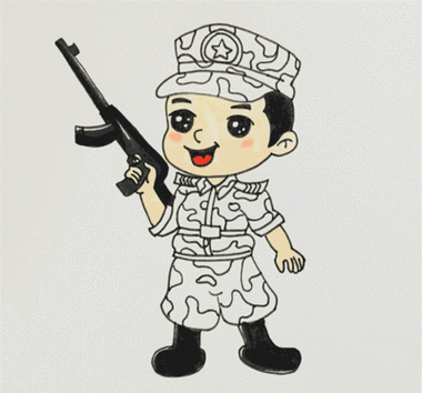 穿迷彩服的教官简笔画 - 简单简笔画