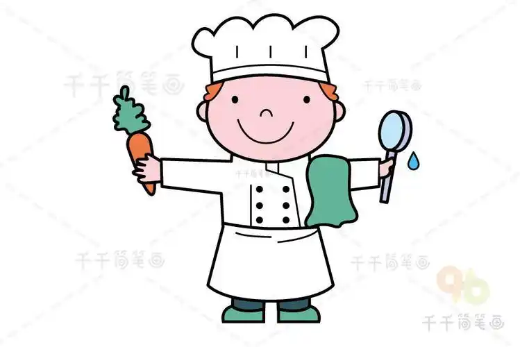 厨师简笔画步骤图解职业人物简笔画