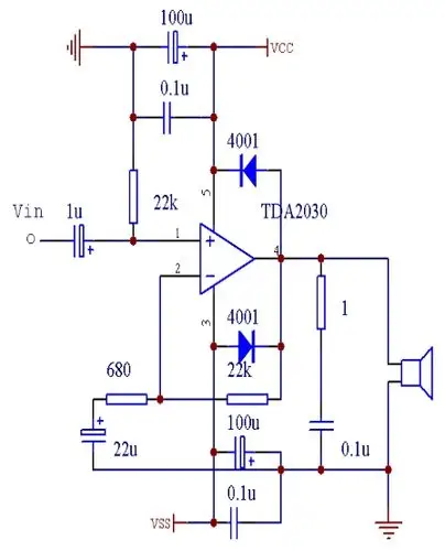 求简单功放电路图,最好清楚一点,(有tda2030)