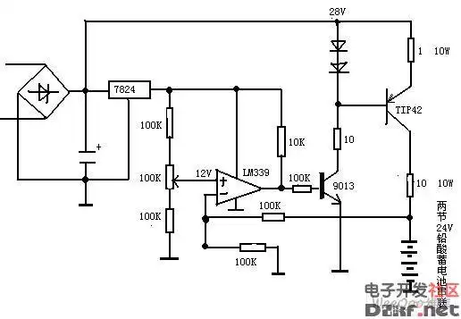 12v/24v铅酸蓄电池充电电路图