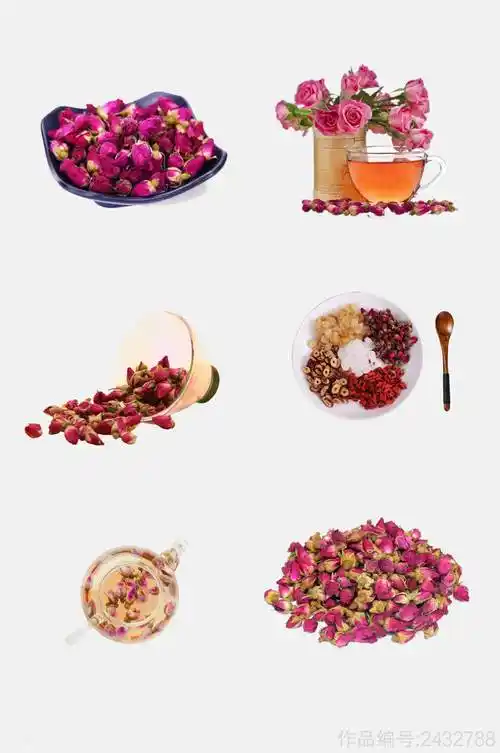 时尚玫瑰花茶免抠元素素材