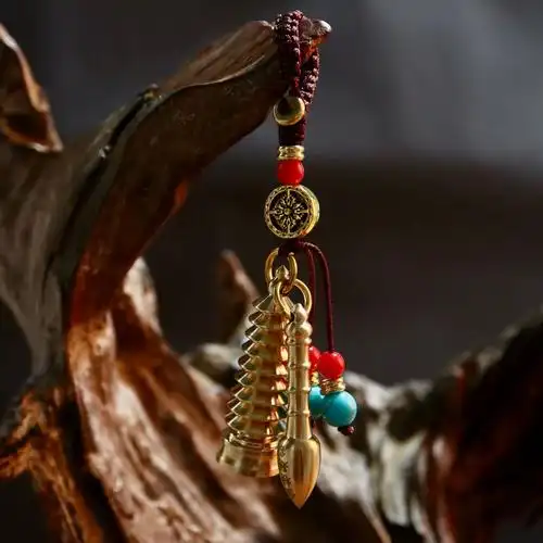 黄铜文昌塔文昌笔组合钥匙扣挂件纯铜吊坠学生礼品工艺品礼物挂件