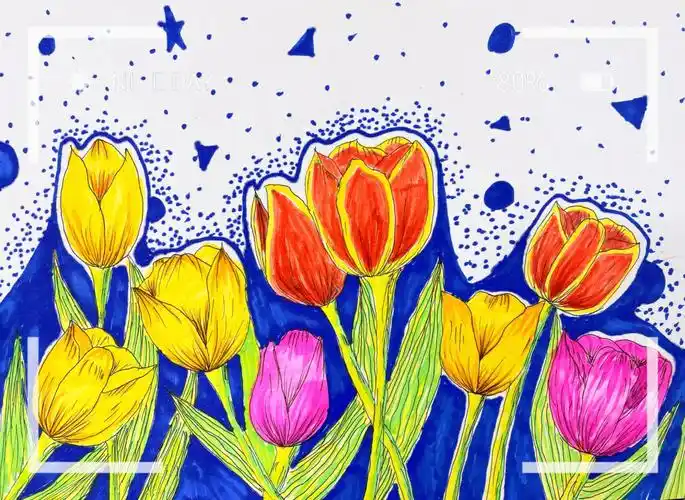 手绘郁金香