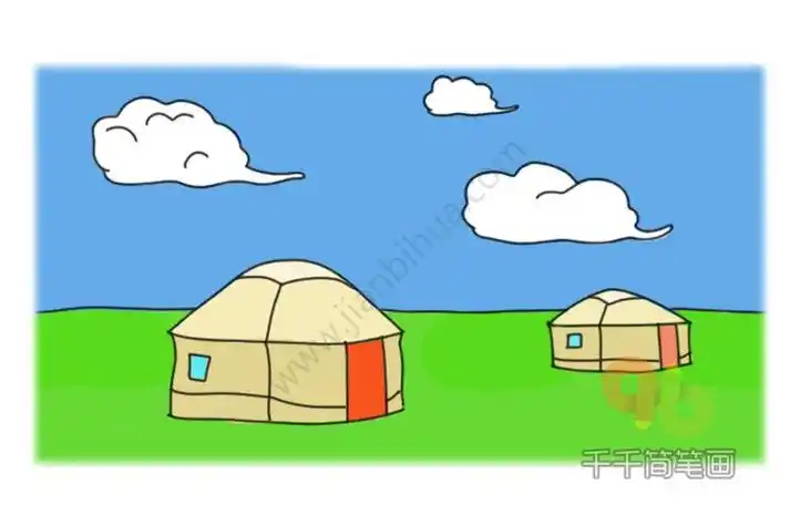 儿童简笔画图片小草-查字典幼儿网小学生简笔画蒙古包草原美丽的蒙古
