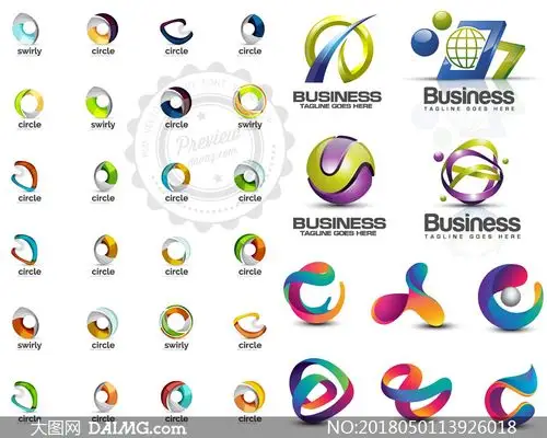 圆形元素变形演绎标志创意矢量素材