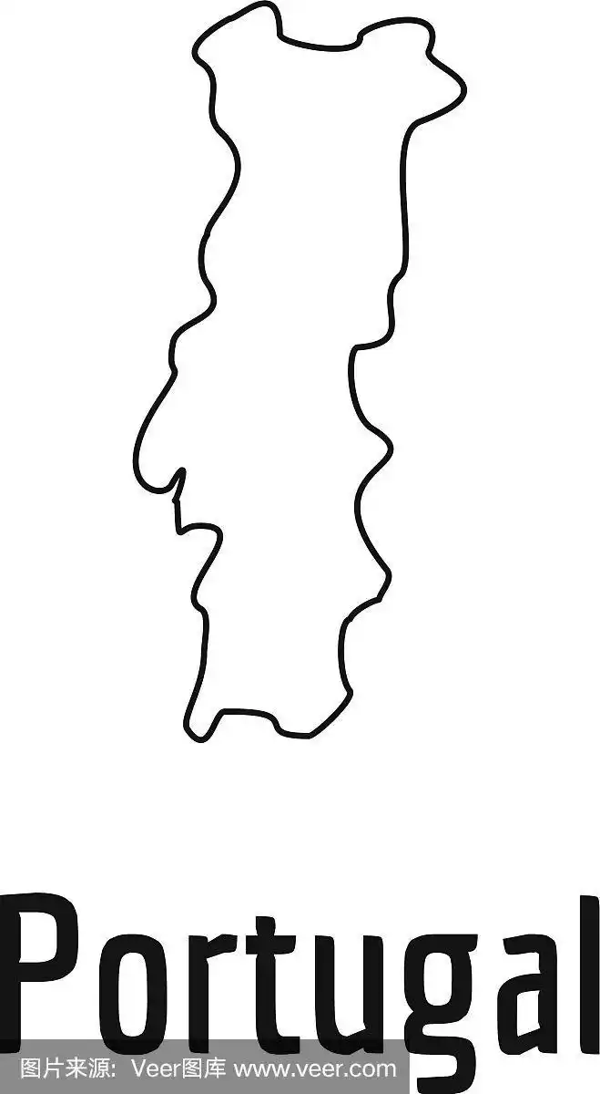 葡萄牙地图细线简单