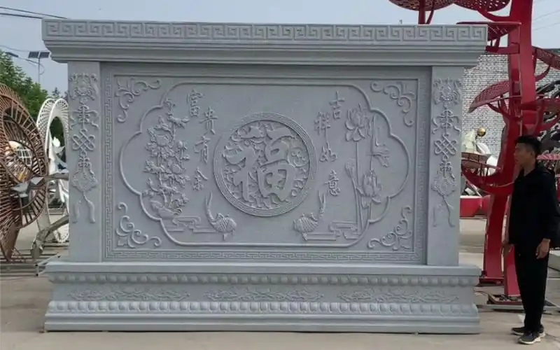 天然花岗岩石材雕刻而成石雕影壁墙照壁墙屏风浮雕