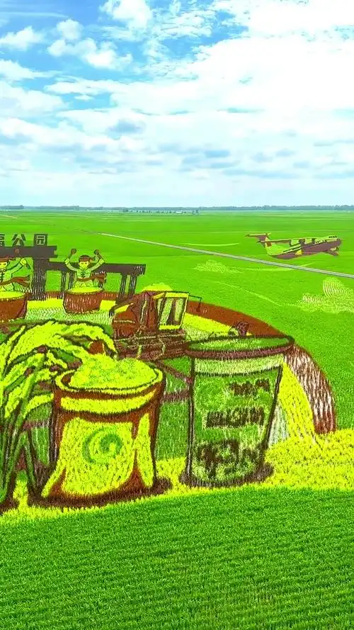 黑龙江巨幅稻田画惊艳亮相.