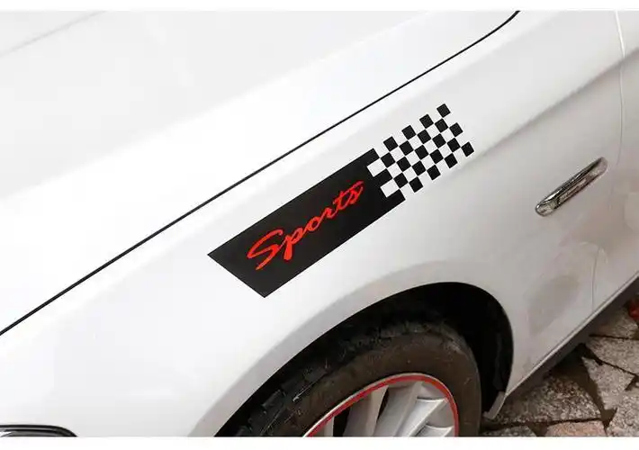 格子旗小车贴划痕遮挡贴纸个性创意车贴汽车拉花前保险杠贴长条遮184