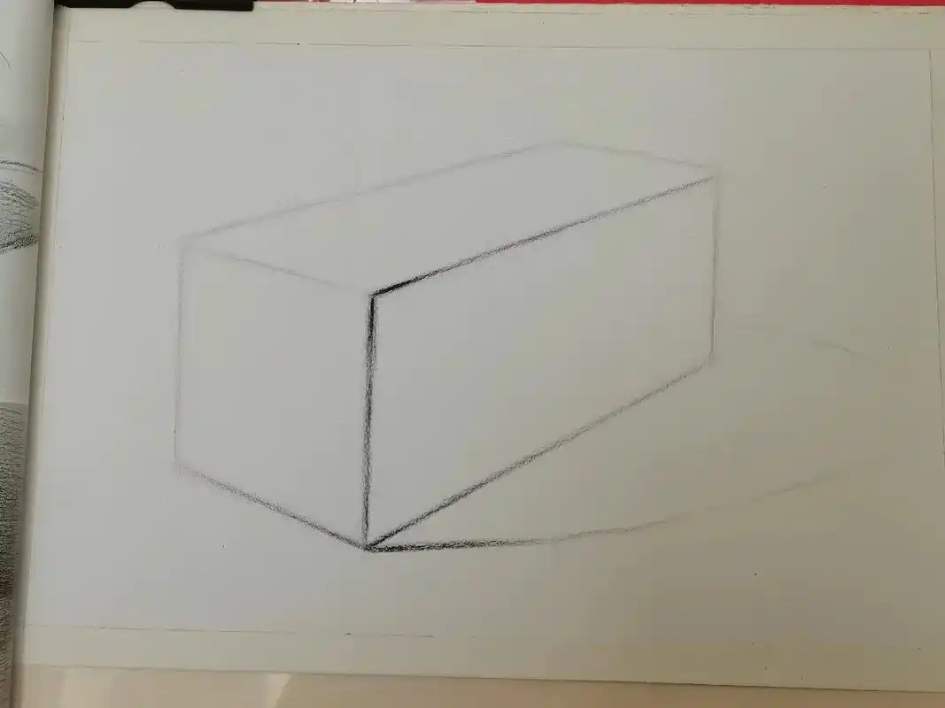 张老师带你画基础素描几何体侧倒长方体