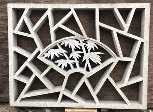 徽派古建水泥花窗 冰裂纹竹叶纹 长方形漏窗 a168 80*60