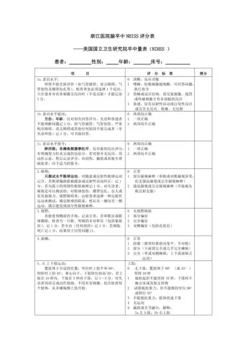 nihss评分量表使用版