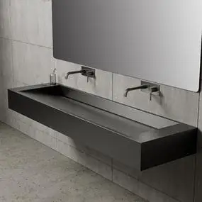 定制公共卫生间一体式挂墙酒吧商用长条不锈钢洗手台盆酒店水池槽