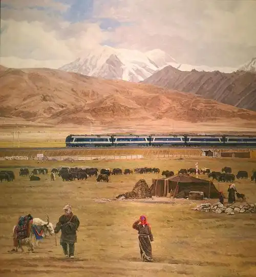 人民共和国成立70周年美术作品展》(3) 写美篇油画【青藏铁路】白展望