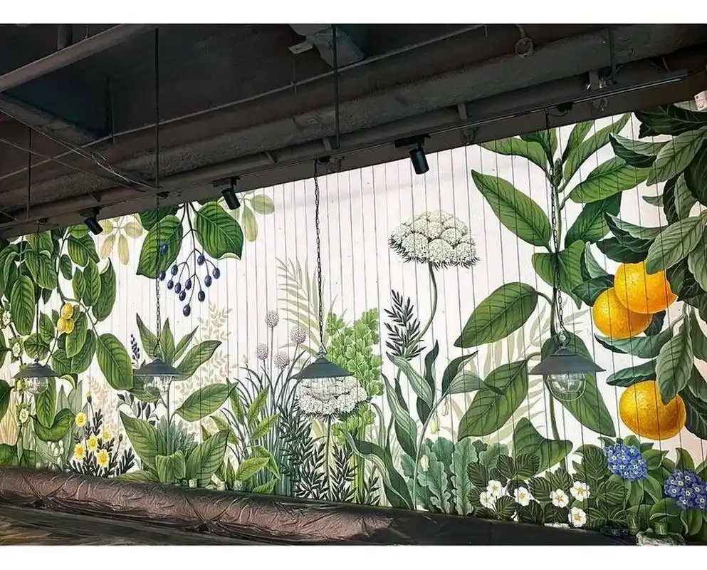 植物小清新墙绘壁画-附设计图 植物无论画在哪个空间都超级合适78