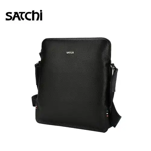 沙驰单肩包真皮男士商务时尚斜跨包青年简约正品头层纯牛皮日字包