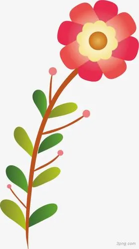 水彩红色小花png素材透明免抠图片-动植人物