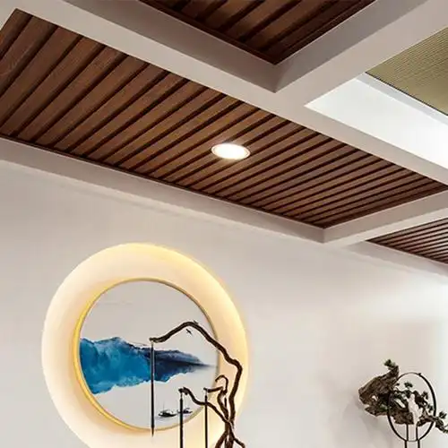 木格栅装饰板195高槽长城板吊顶格栅背景墙墙裙绿可木凹凸装饰板 灰